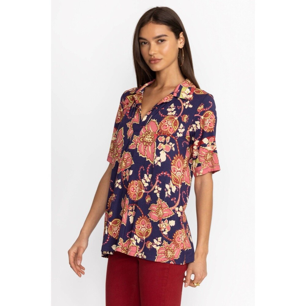 Johnny Was Montreux Polo Floral Top Swing Tunic Sz M Colorful Top